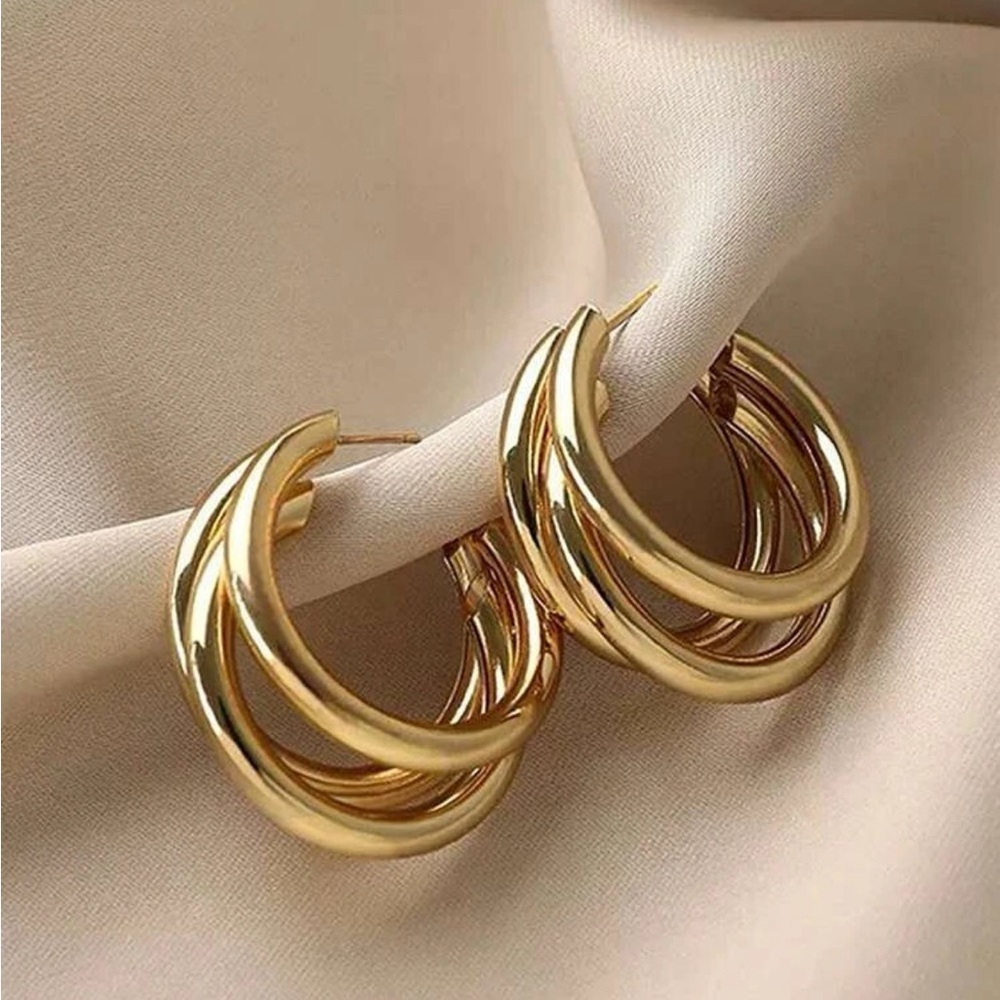 Chunky Gold Hoop Earrings | Bold Statement Hoops (Gold or Silver) - Picture 3 of 15